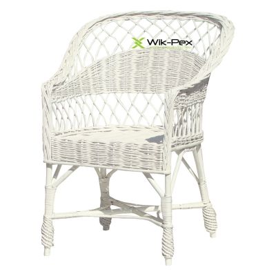 Białe krzesło wiklinowe fotel Relaks